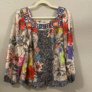 JOHNNY WAS Silk Blouse Size Small